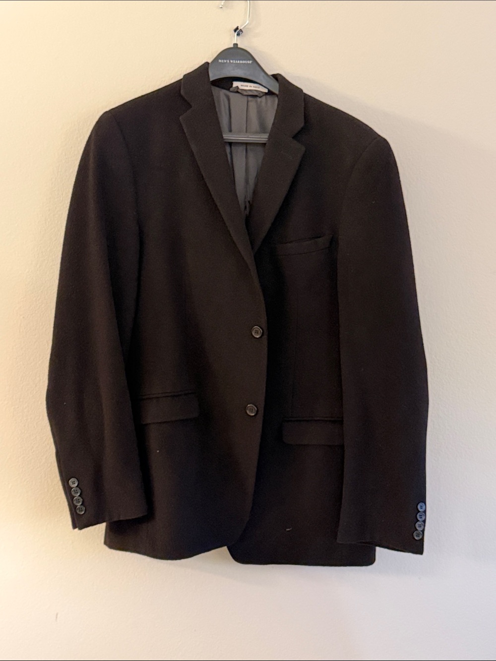 Men's Black 100% Camel Hair Blazer - Classic Single-Breasted Jacket